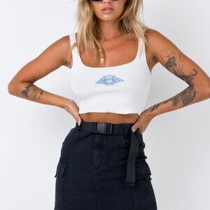 Princess Polly Cargo Mini Skirt 4 NWT Black Denim Sexy w Belt Barlett